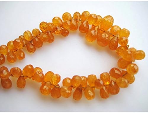 13 inch natural beads strand of 5x3-10x5mm faceted drop spessartine garnet gemstone beads for DIY jewelry - necklace, bracelet, earring, ring.