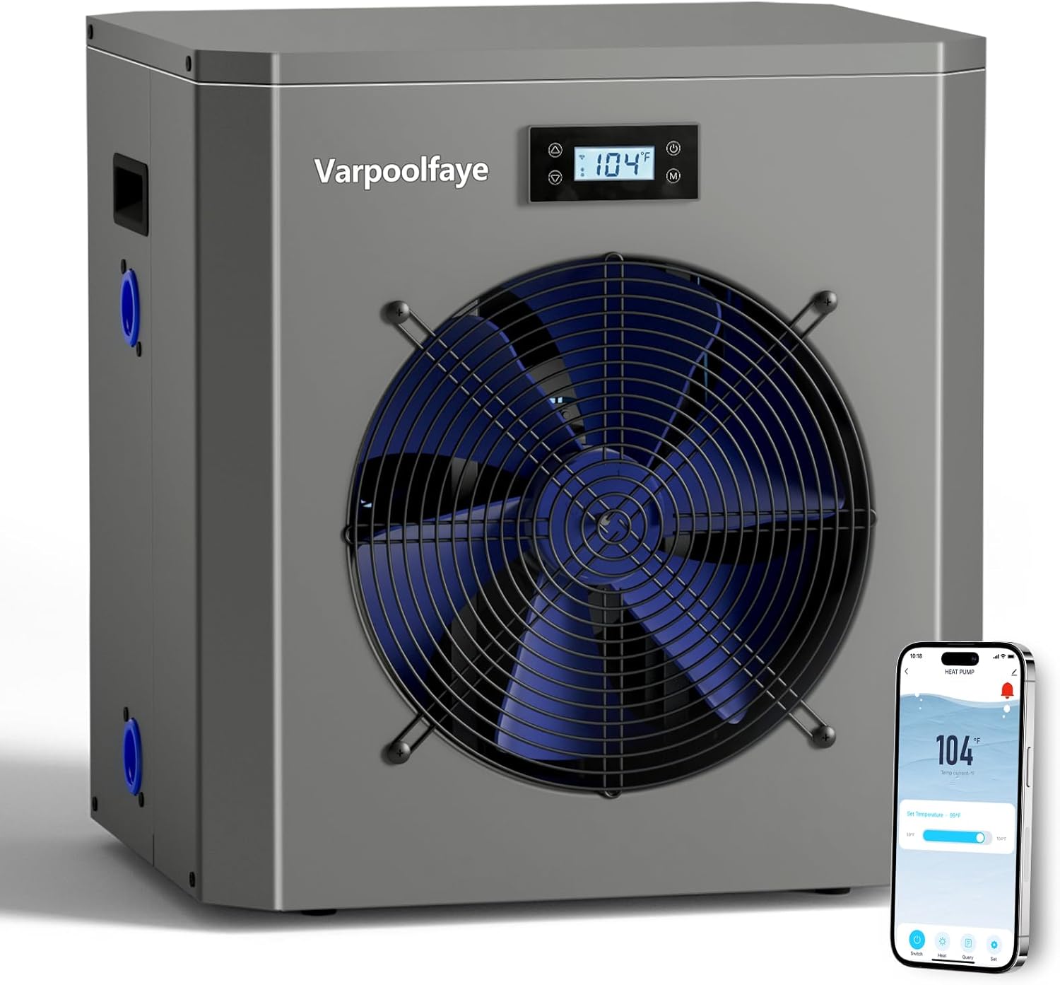 16000BTU Swimming Pool Heat Pump, 5000 Gallon Electric Pool Heater Above and Inground Pool,WiFi App Control, Heating or Cooling Pool Heater 120V/60Hz