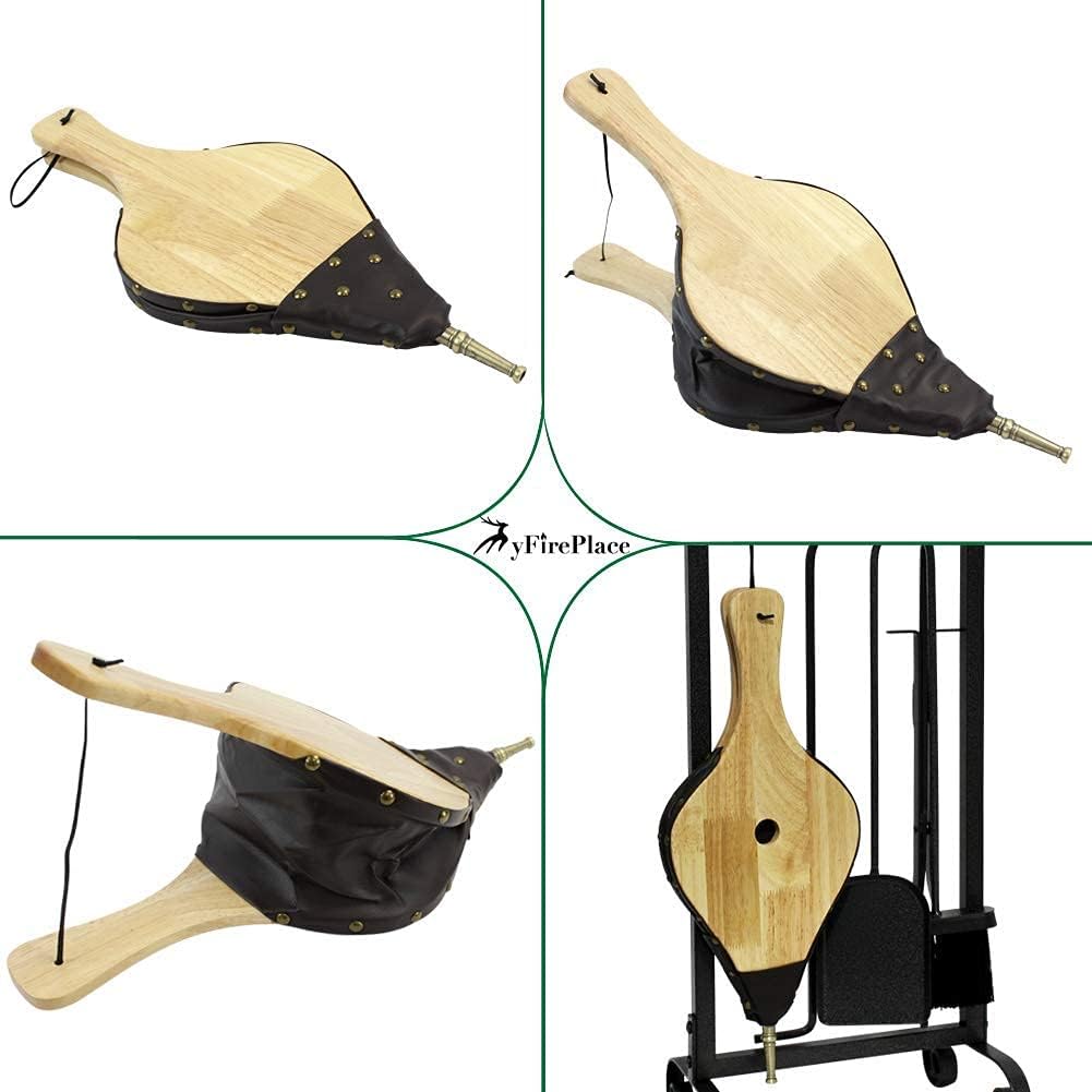 Portable Plug Fire Pit, Heavy Duty Outdoor Living FirePit and Fireplace Blowers Large Hand Wood Bellows 19