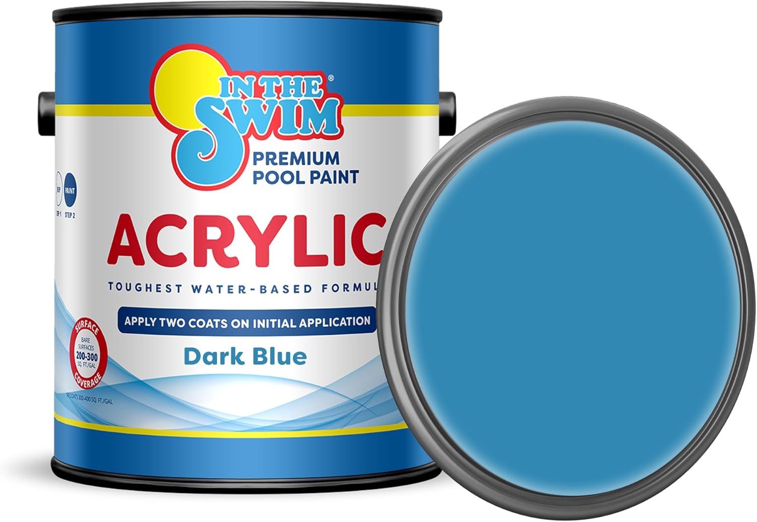 In The Swim Non-Slip Acrylic Swimming Pool Paint - Dark Blue - For Smooth, Bare Cement Surfaces, Previously Acrylic Coating, or Rubber Base Paint Coating - 1 Gallon