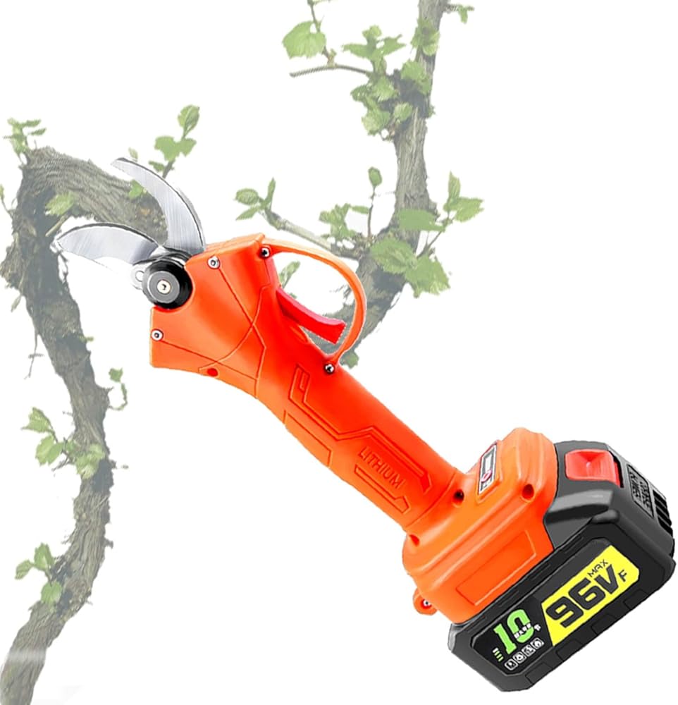 Professional Cordless Electric Pruning Shears 25mm/0.98 Inch Cutting Diameter Electric Lithium Battery Powe Lightweight Efficient Tree Pruner 1/2 Battery