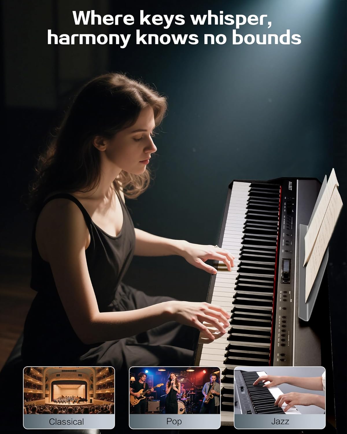 88 Keys Weighted Keyboard Electronic Keyboard Piano USB-MIDI Connecting Electric Piano Digital Piano Triple Pedal Comes with Headphones 128 Tones for Beginners Adults