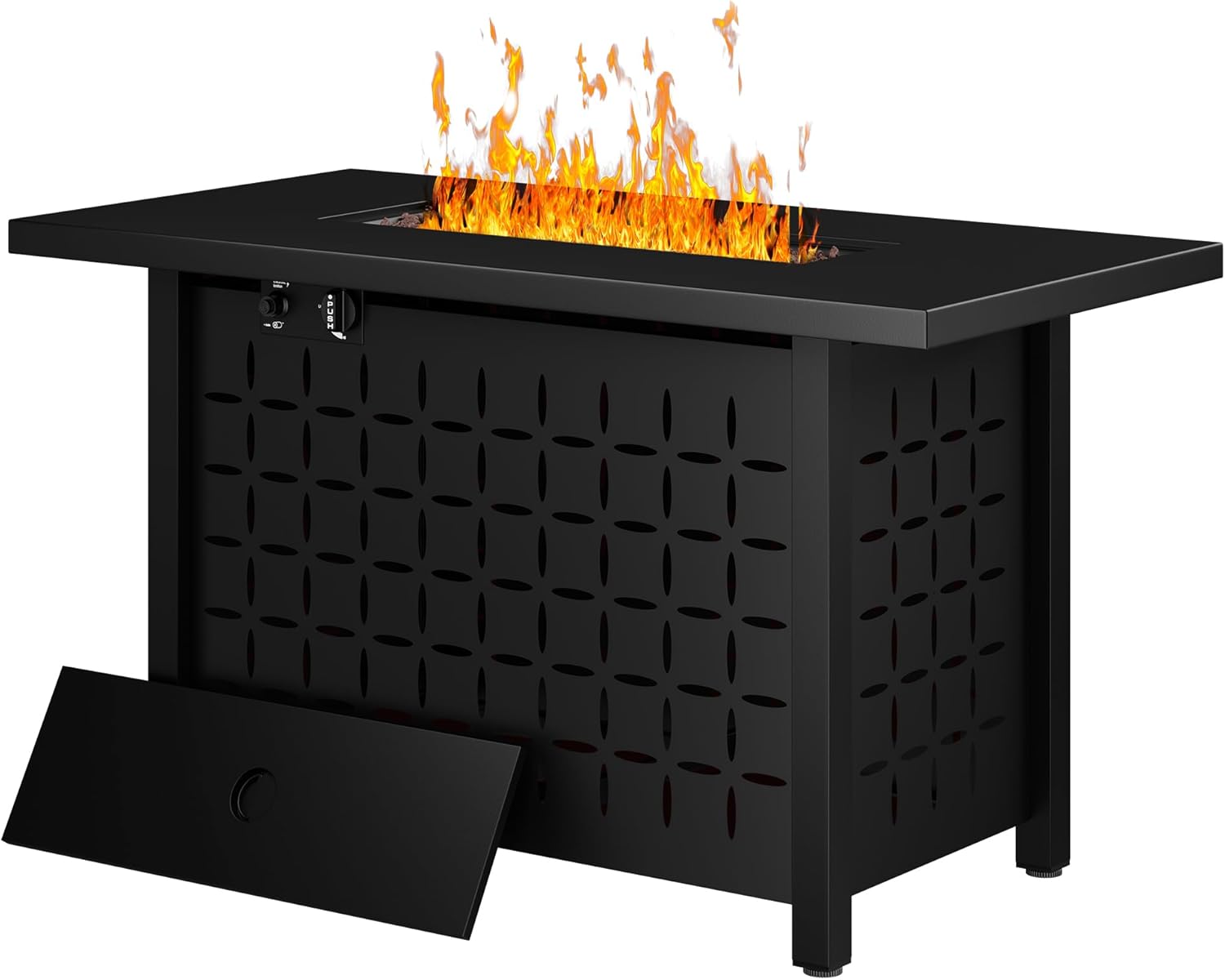 Walsunny 43 Inch Propane Fire Pit Table, Outdoor Fire Pit 50,000 BTU Gas Fire Pit Table, Fire Pits with Lid and Lava Rock for Outside, Patio, Garden, Yard