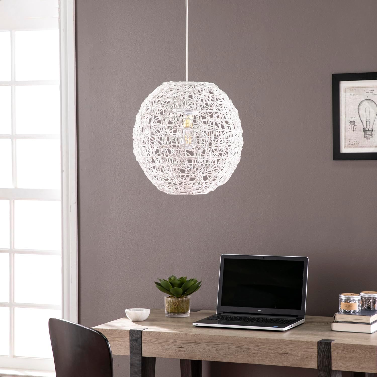 Alakesh Round Woven Pendant Shade Rattan White Weave Organic Texture Into Your Décor Dining Table Holiday Décor