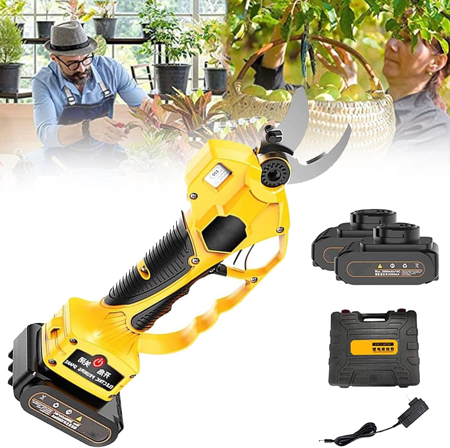 Electric Pruning Shears, Cordless Pruning Tree Branch Prune Garden Scissors, 40mm Max Cutting Diameter, Suitable for Gardens, Pastures, Orchards