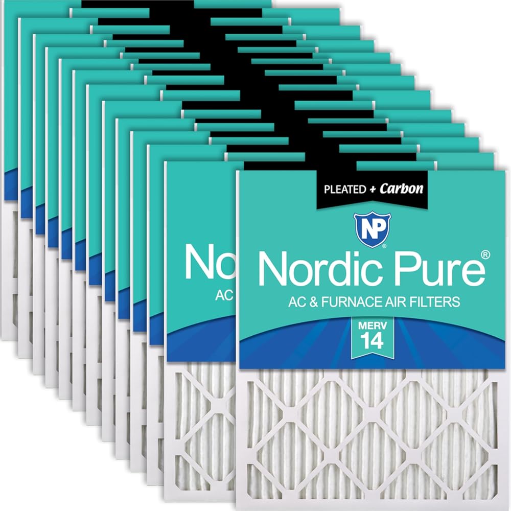 Nordic Pure 18x24x1 (Actual Size: 17 1/2 x 23 1/2 x 3/4) Pleated Air Filters MERV 14 Plus Carbon 24 Pack
