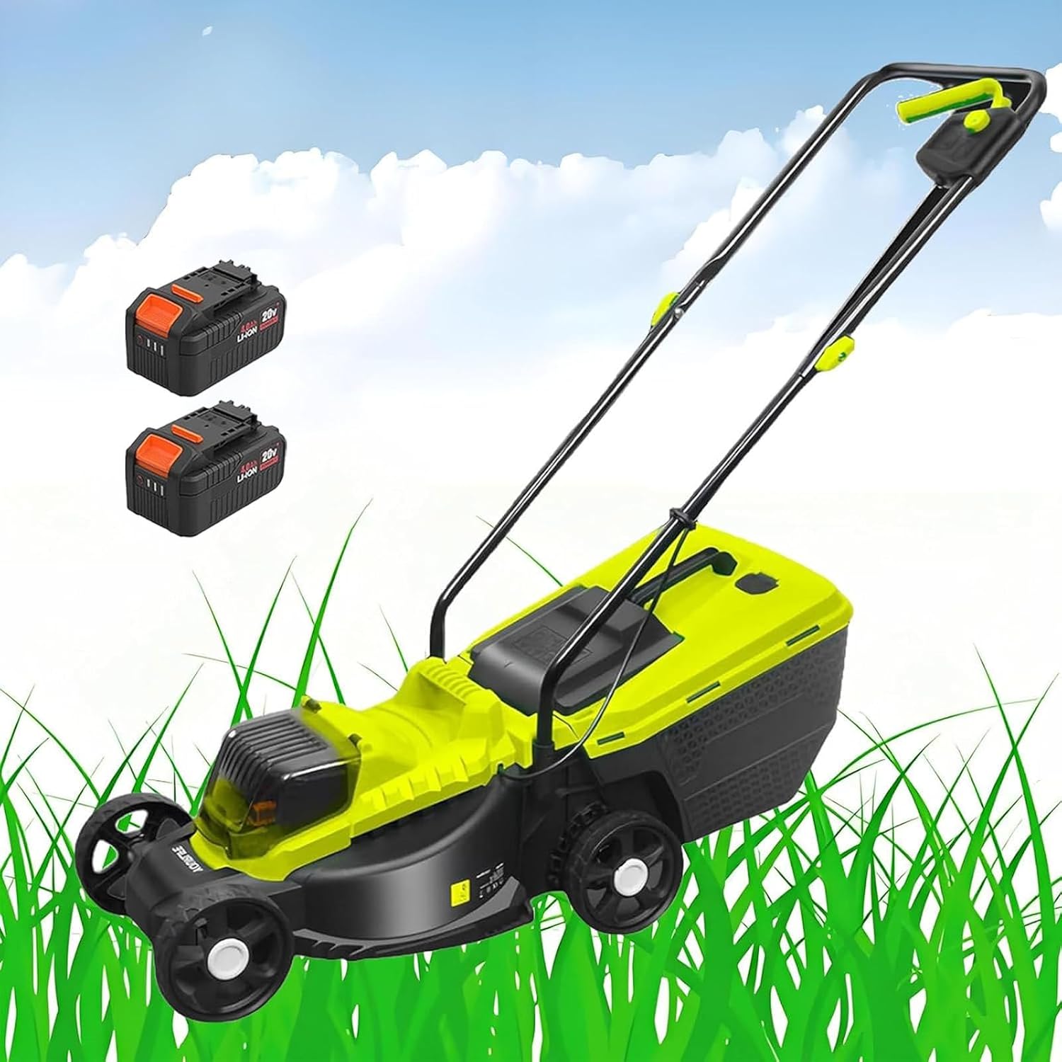 Electric Push Lawn Mower - 1600W 40V Cordless Push Mower with 4000mAh Battery and Fast Charger Included - Battery Operated Push Lawn Mowers with Bagger, 3400RPM Brushless Motor,Battery*2