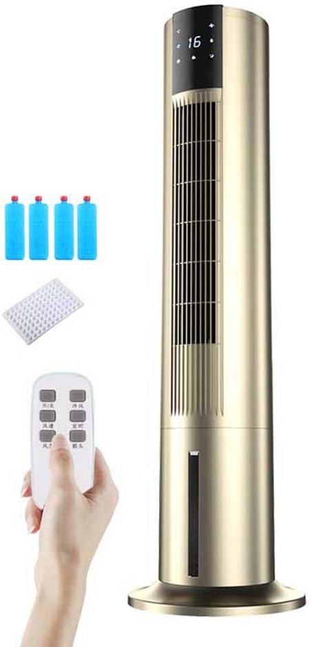 Portable Air Conditioner Fan Tower Portable Airconditoner Conditioner 3 Fan Speed Whit Remote Control Air Coolers Unit Quiet Humidifier Misting Fan, for Home Office Bedroom (Color : Gold) (Gold)