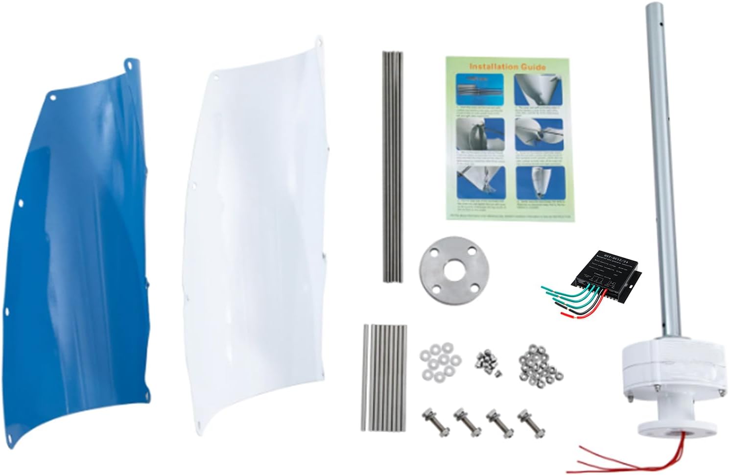 Vertical Wind Power Turbine Generator Kit, AC 12V/24V/48V/220V Portable Spiral Maglev Wind Turbine Generator W/Charge Controller for Outdoor Gardens(8000W)