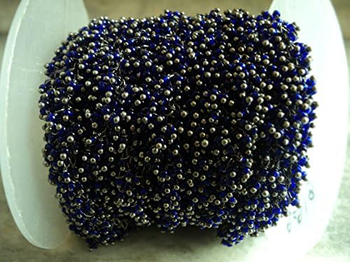 5 Feet Lapis Hydro Rosary Delicate Angoori Dangling - Lapis Hydro Black Oxidized Wire Wrapped Dangling - Beads Measure 2-3mm