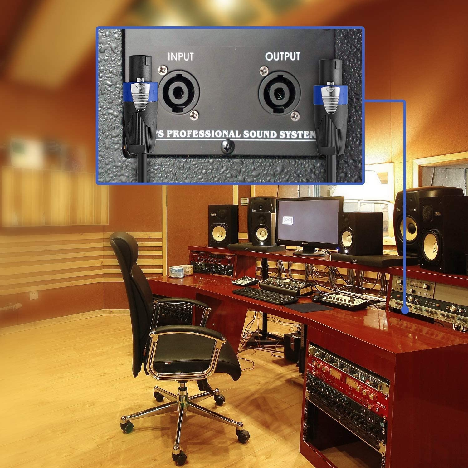 Pro 200 Feet 12AWG Speakon to Speakon Cable - Heavy Duty 200ft 12 Gauge Speaker Wire Cord with Twist Lock for Audio Amplifier - Single