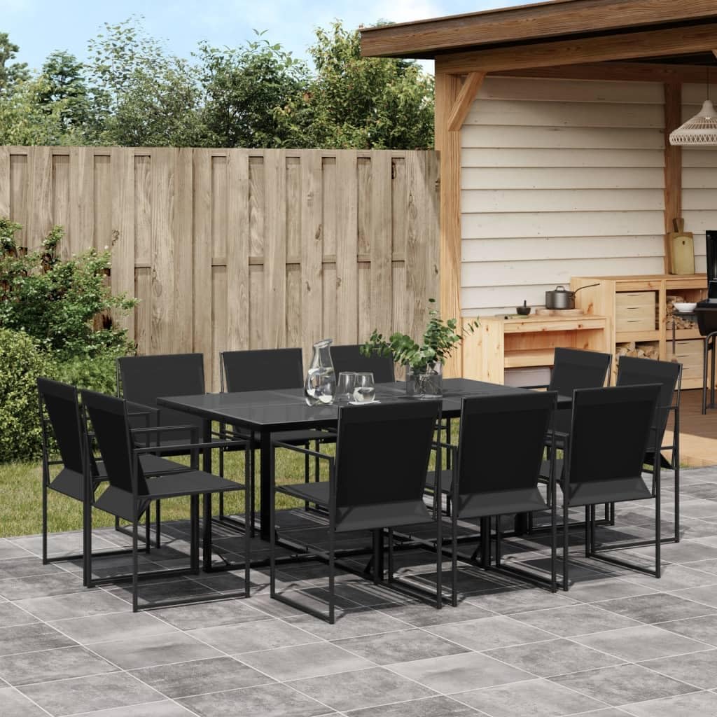 Furniture Sets 11 Piece Patio Dining Set Black Textilene,Premium Outdoor Dining Table and Chairs for Garden, Patio, or Backyard Garden Conversation Sets