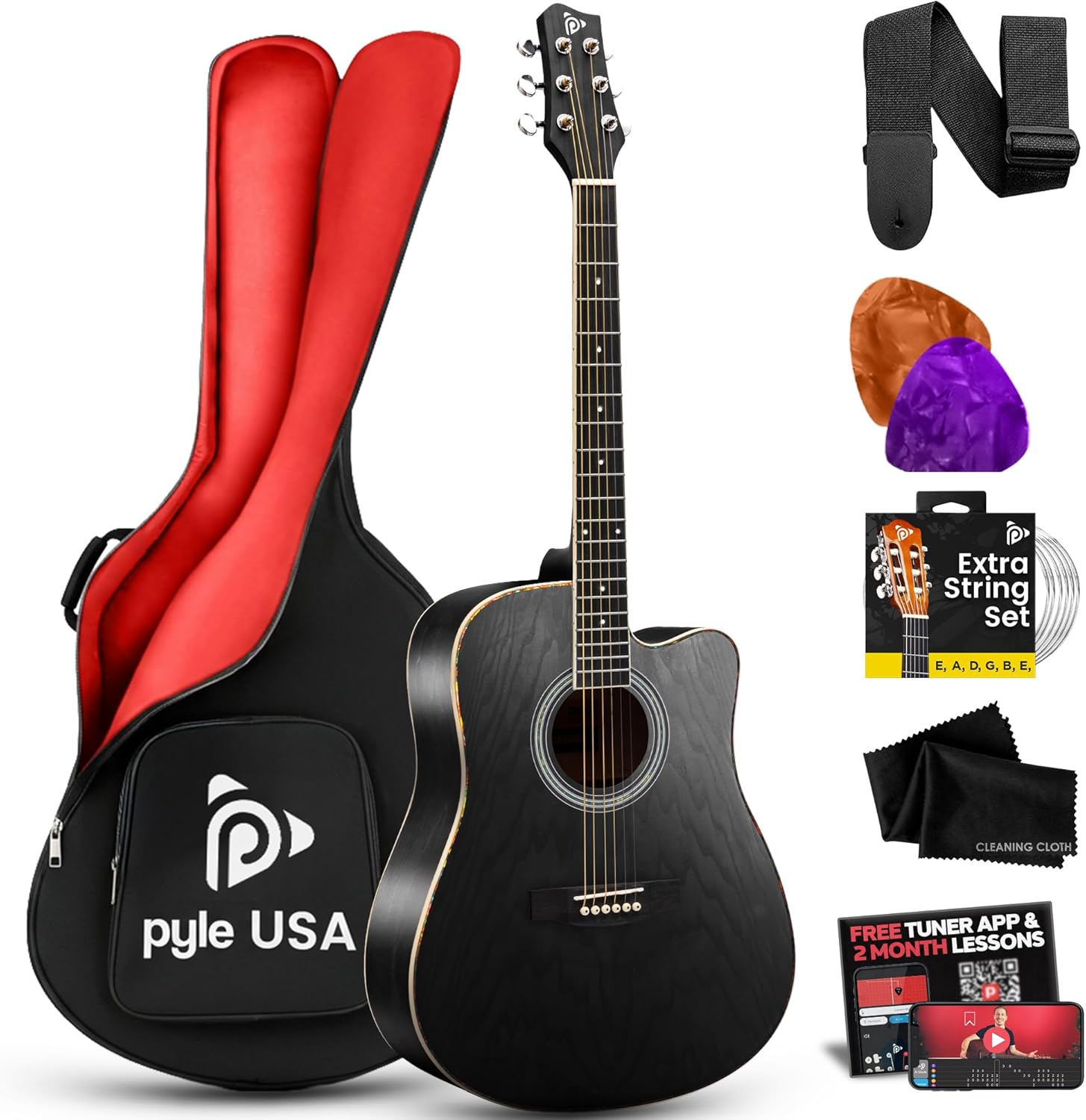 Pyle Steel String Acoustic Guitar Kit, 41