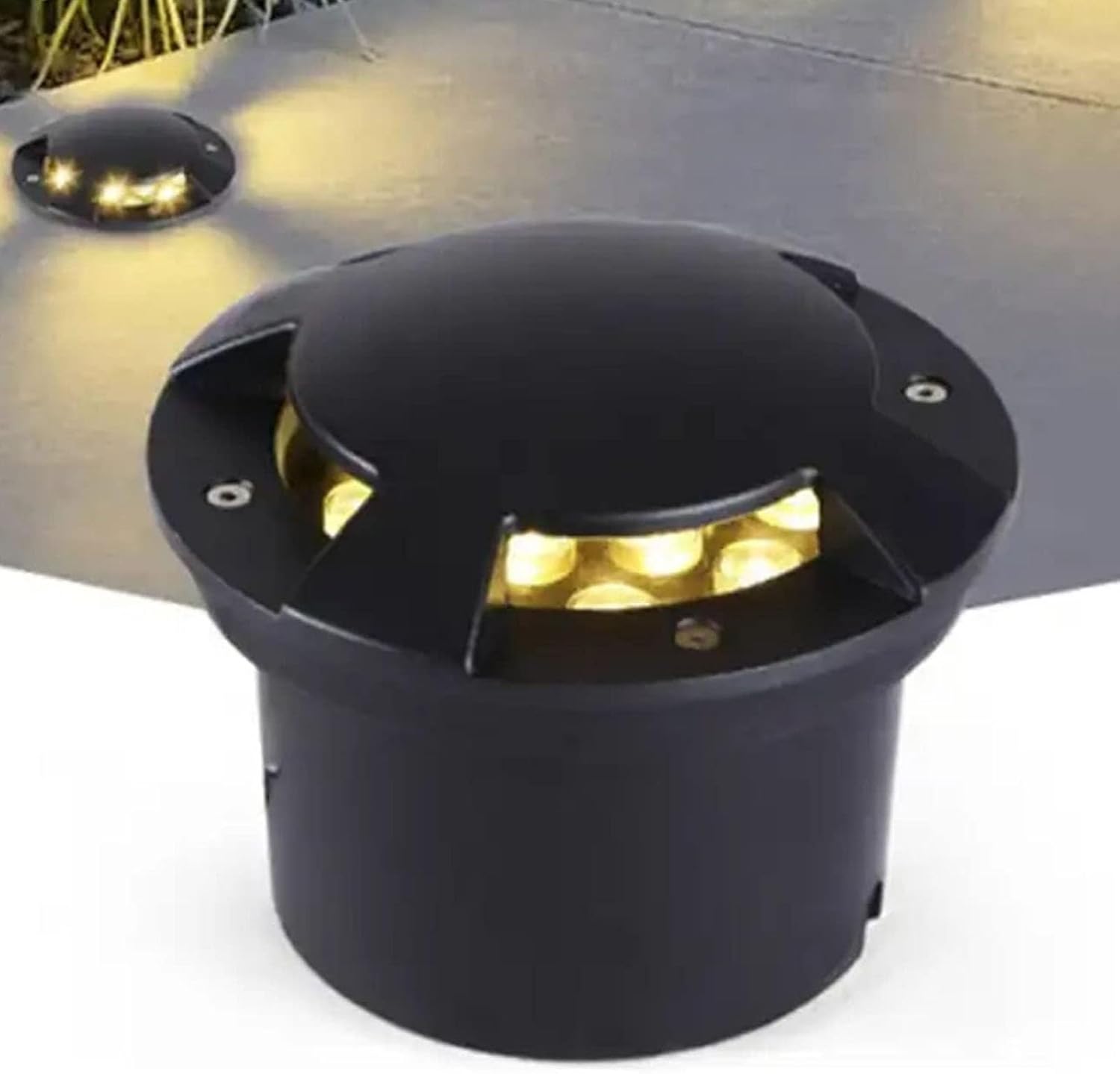 LED Recessed Ground Spotlight - AC85-265V Garden Buried Lights - 4 Sides Light Emitting Waterproof IP65 Recessed In-Ground Lamp, for Courtyard Pathway Landscape Lamp(Yellow,18W)