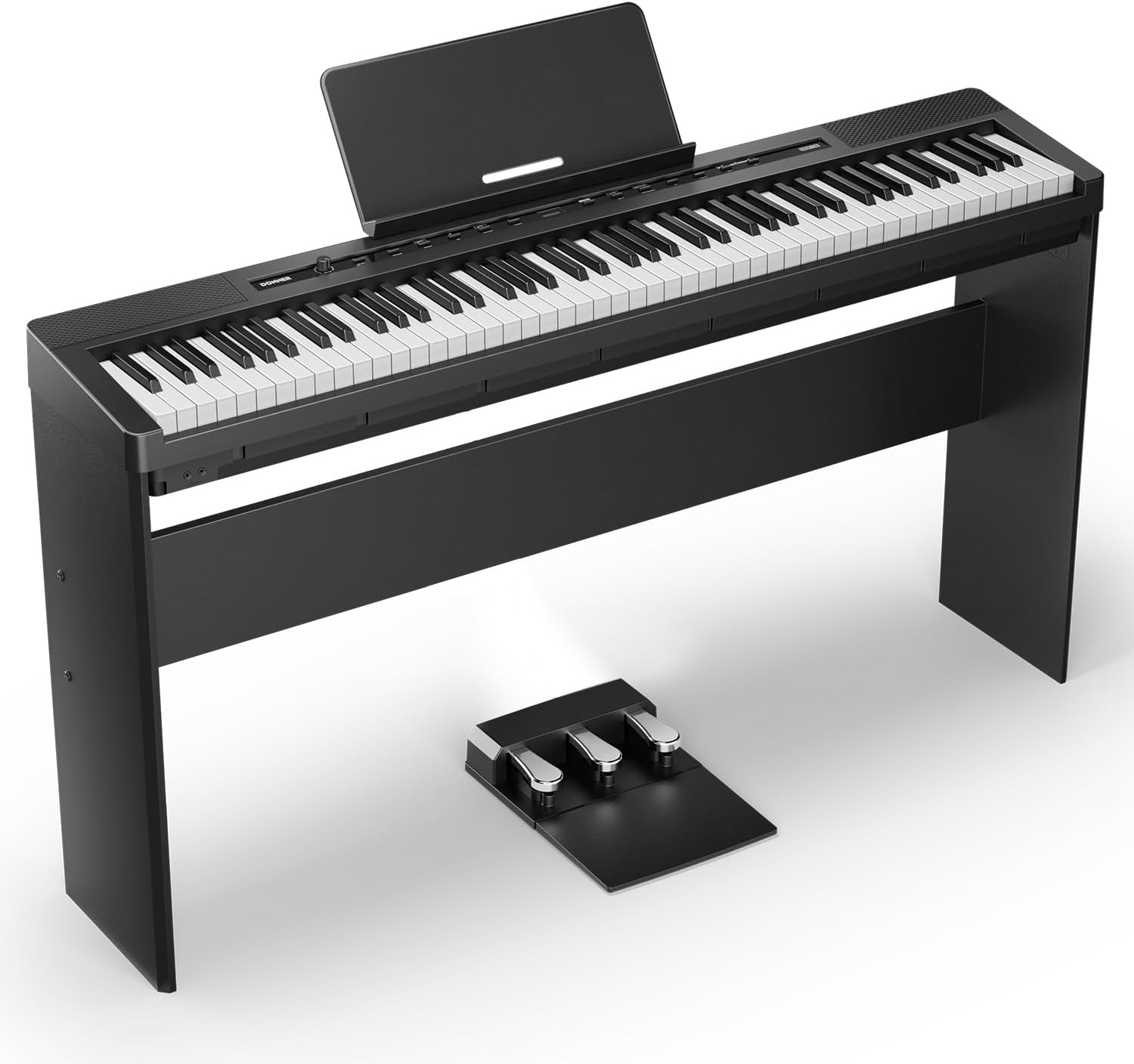 Donner DEP-16A Beginner Digital Piano 88 Key Full Size Weighted Keyboard, Portable Electric Piano with 3-Pedal Unit