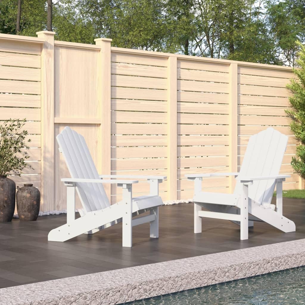 Patio Adirondack Chairs 2 pcs HDPE White,Elegant and Durable Adirondack Chairs: for Garden, Patio, or Terrace Outdoor Furniture, Outdoor Chairs