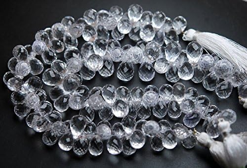 20 Beads,Natural Rock CRYSTAL Quartz Micro Faceted Drops Shaped Briolettes,11-12mm Long