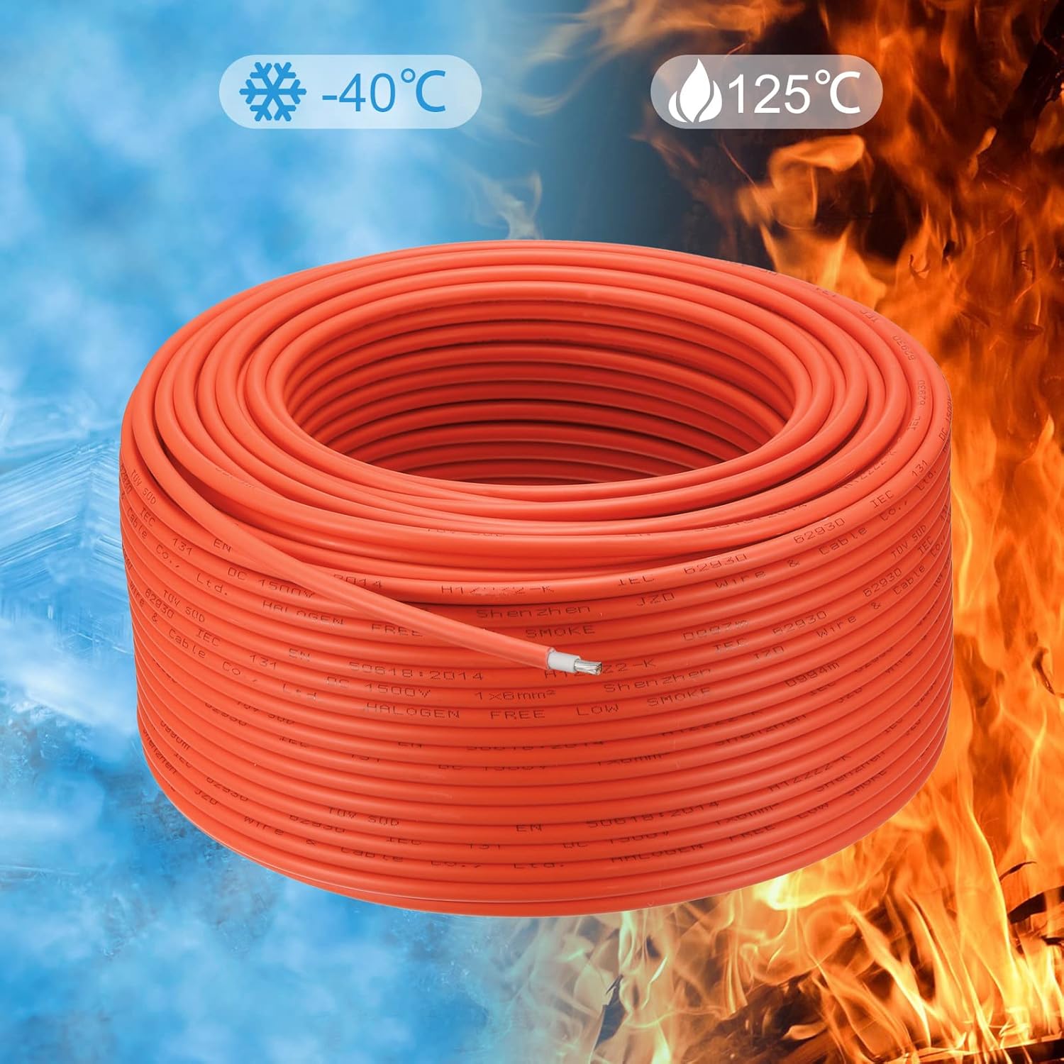 MECCANIXITY Solar Panel Wire 328ft 10AWG 6mm2 Solar Cable Extension Tinned Copper Wire Red for RV Boat Marine Solar Panel