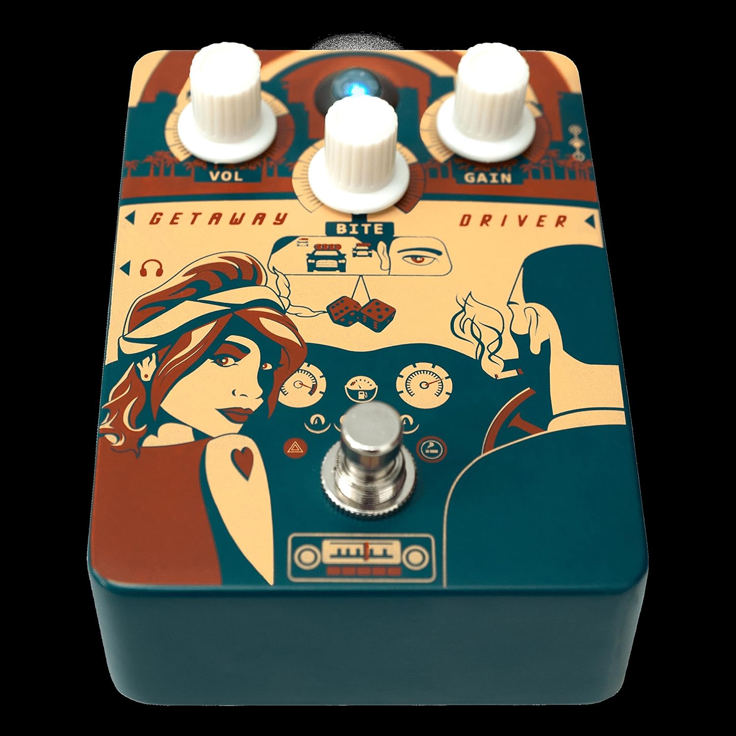 Orange Getaway Driver Overdrive Pedal, Blue