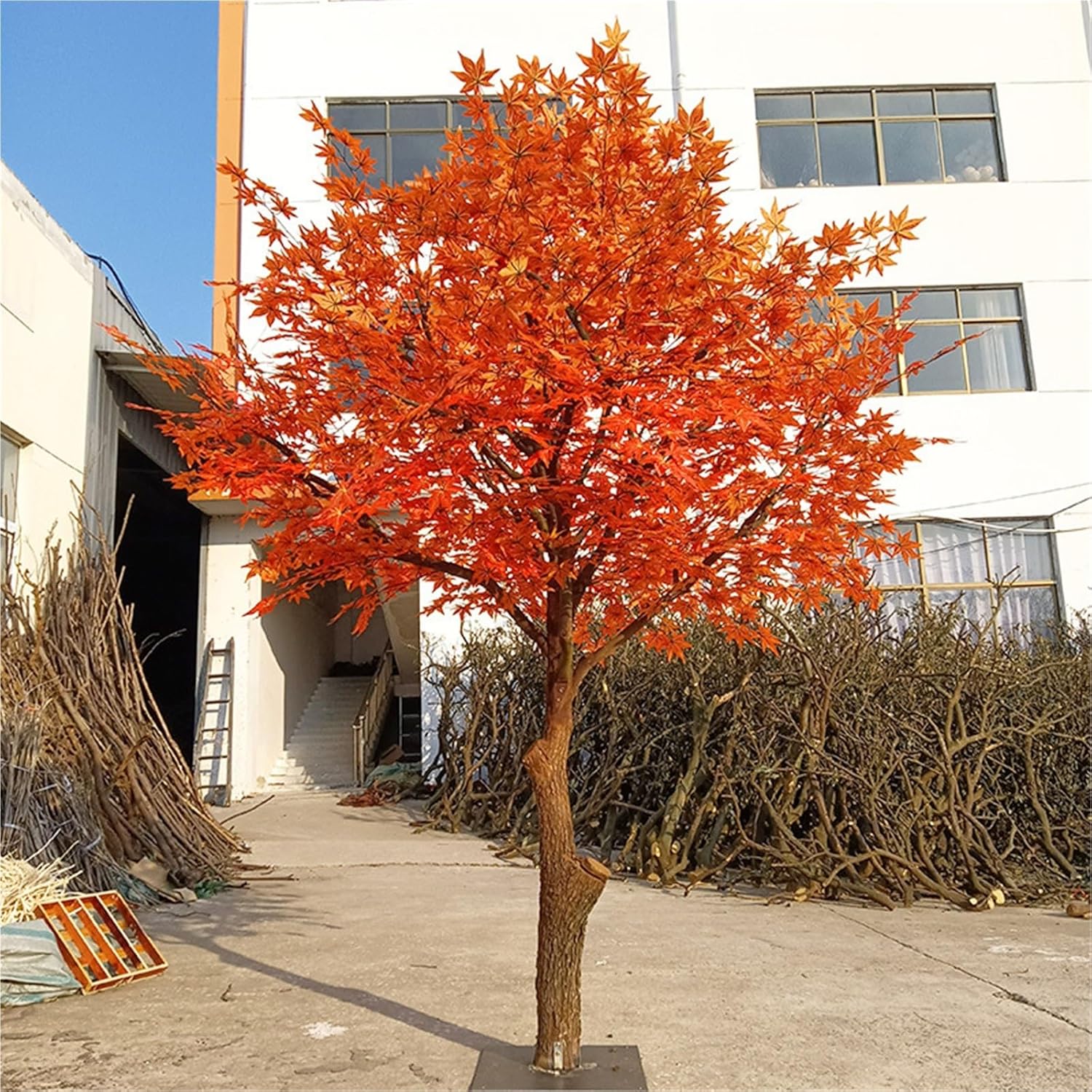 Lifelike Red Maple Artificial Tree - Durable Faux Plant for Indoor & Outdoor Decor, UV Resistant for Home, Hotel(10ft)