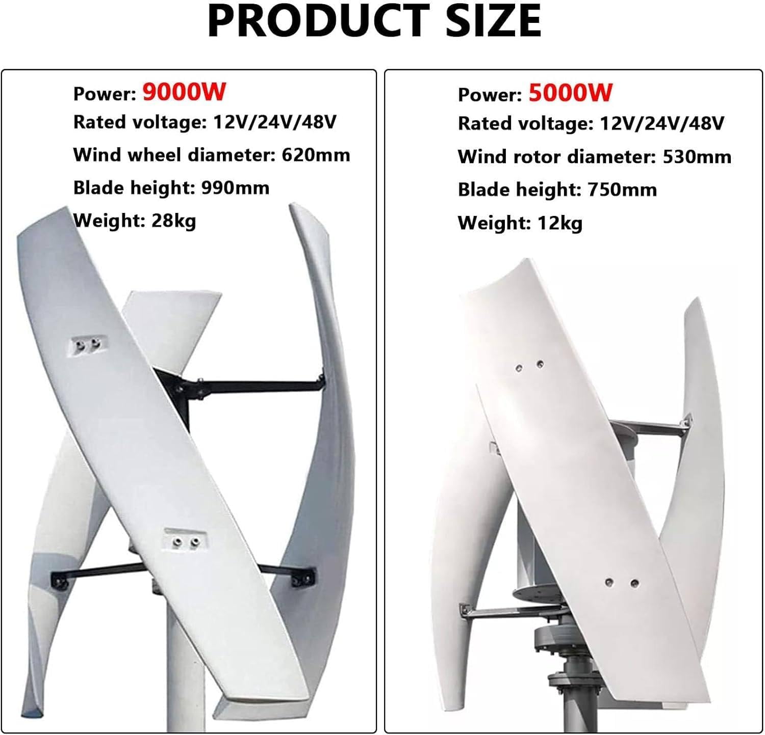 Vertical Wind Turbine Generator Kit for Home & Business, 24V-9000W with Controller, Efficient Wind Mill Energy System for Industrial and Residential Use