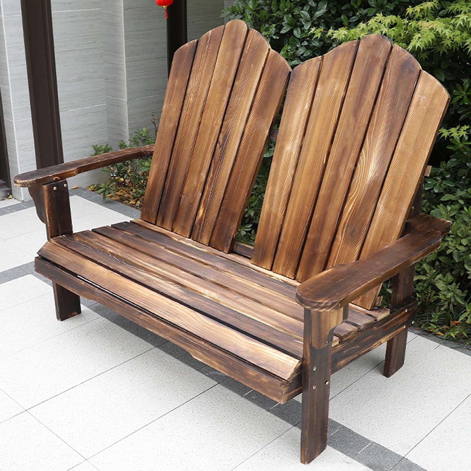 Garden Benches for Outdoors, Double Person Patio Bench, Perfect for Beach, Pool, and Fire Pit Seating, 550 Lbs Load-Bearing(Brown)