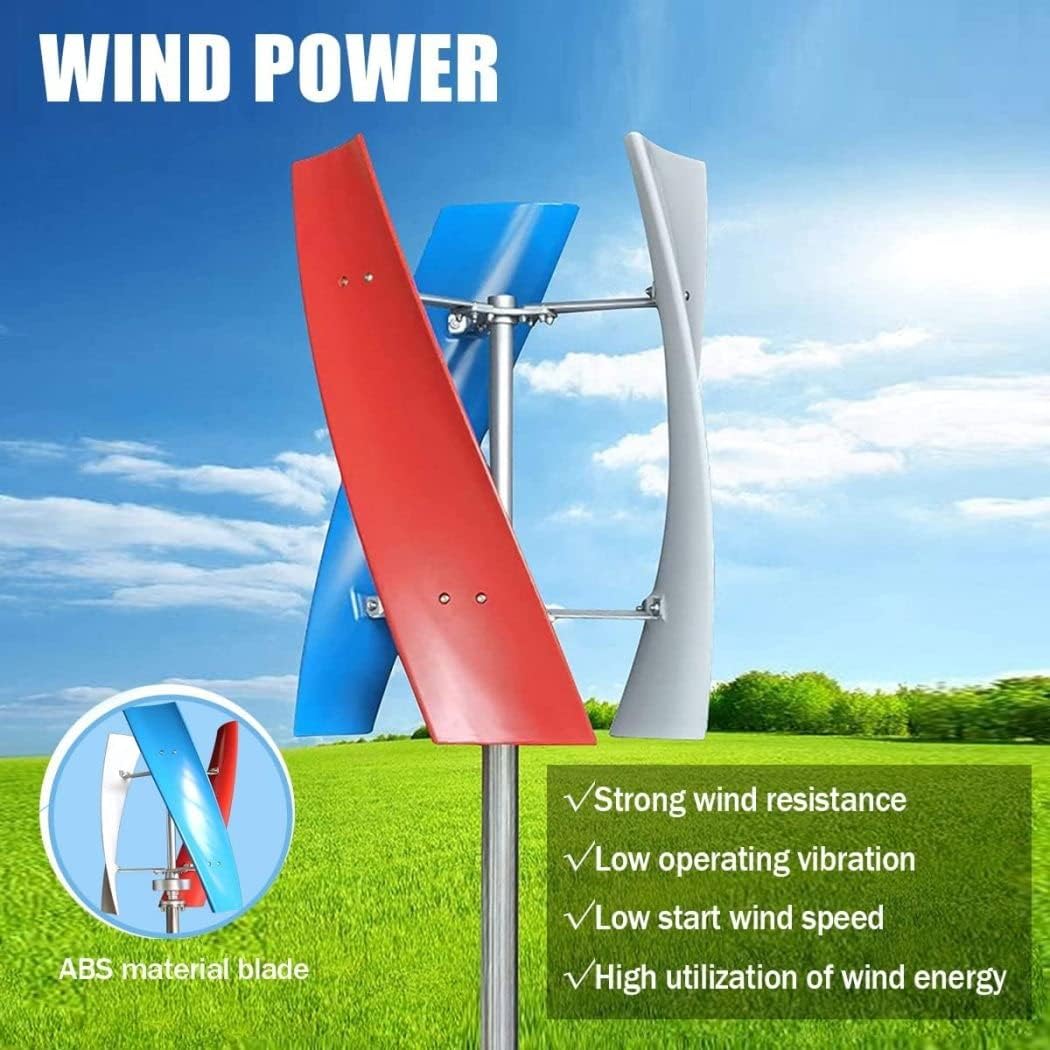 LiuSj JUnSt Wind Turbine Generator Kit, 4000W Wind Power Turbine Generator Maglev Generator Vertical Wind Generator Low Noise Waterproof with 3 Blade and Controller,48v