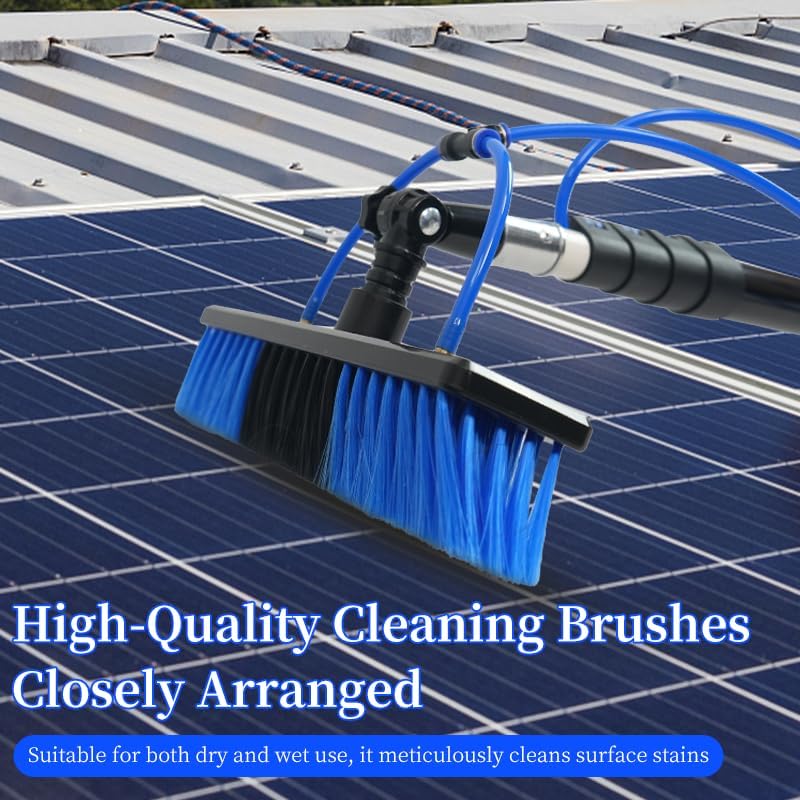 20FT Solar Panel Cleaning Kit with Telescopic Pole & Soap Dispenser, Water Fed Solar Panel Brush for Home/Roof/Caravan, Extendable Window Cleaner Tool for RV, Boat, Deck & Outdoor Use (20FT)