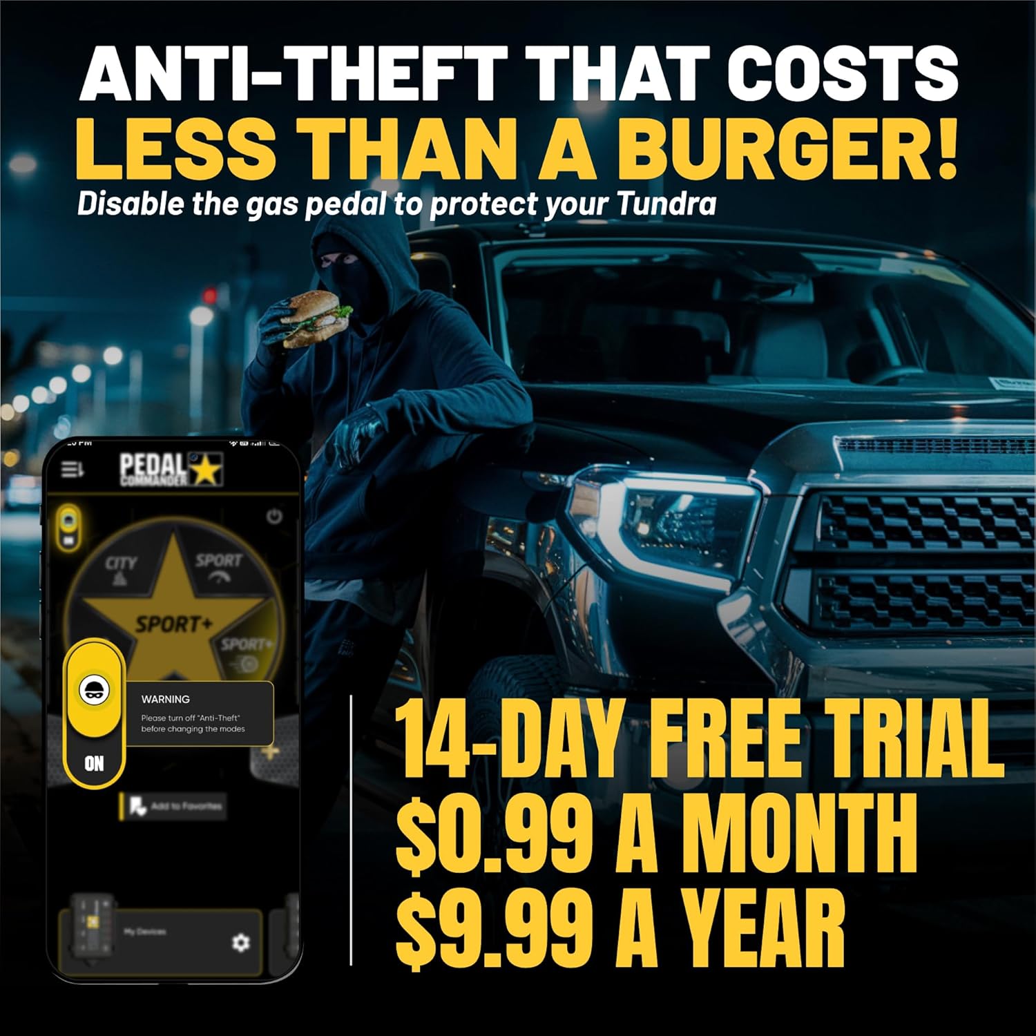 PEDAL COMMANDER Throttle Response Controller Compatible with Toyota Tundra 2007-2021, Plug-and-Play, 4 Modes 36 Sensitivity Levels, App Control Anti-Theft, Performance Upgrade, Tundra Accessories