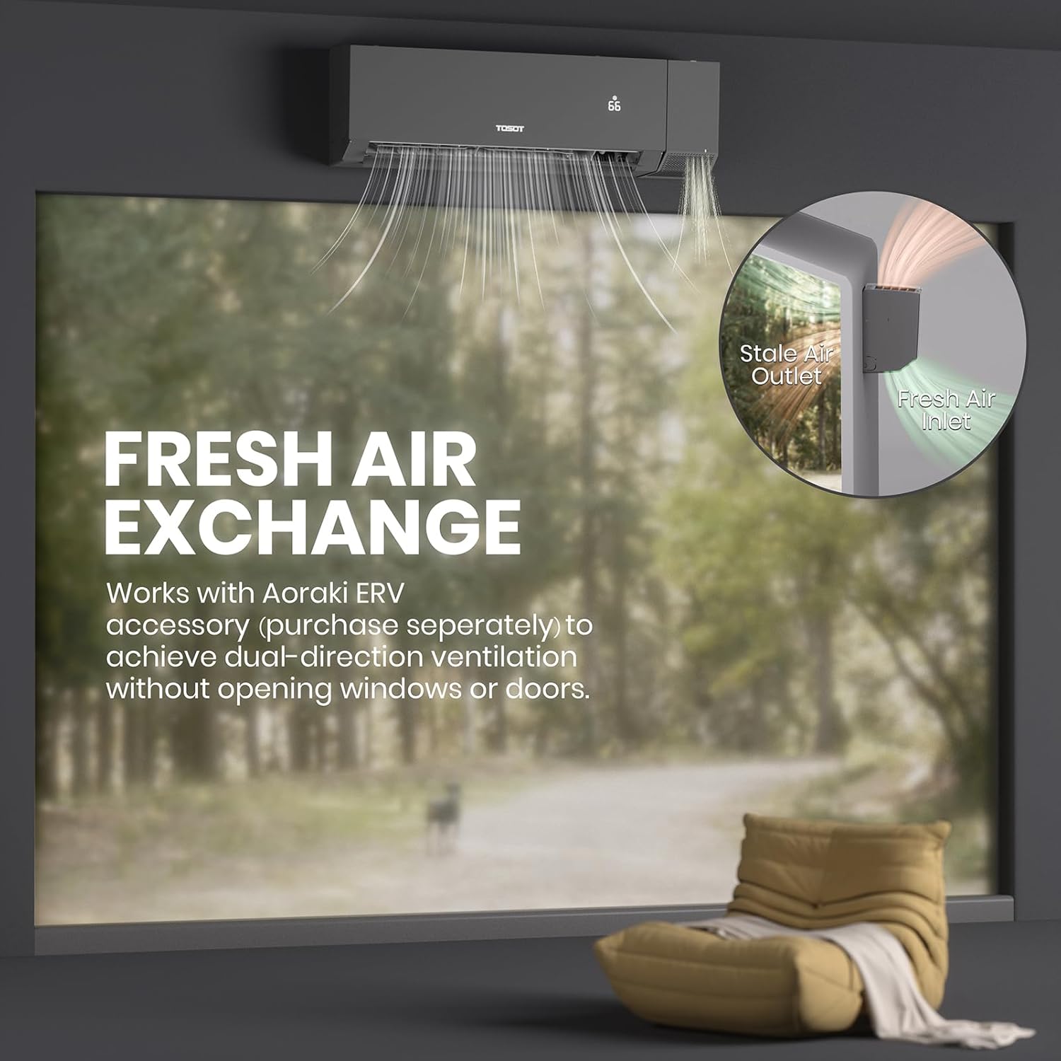 TOSOT 18,000 BTU 24.5 SEER2, Mini-Split Air Conditioner & Heater, Energy Star & Cold Climate Certified, Ductless Inverter AC Unit with WiFi, Supports ERV System, 208-230V, Aoraki Series, Black