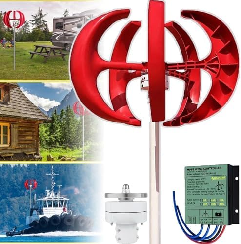 3000W/4000W/5000W Vertical Wind Turbine Generator Kit - 5 Blades, 12V/24V/48V, High-Efficiency Horizontal Wind Energy System with Charge Controller, 3 Phase AC Power Output