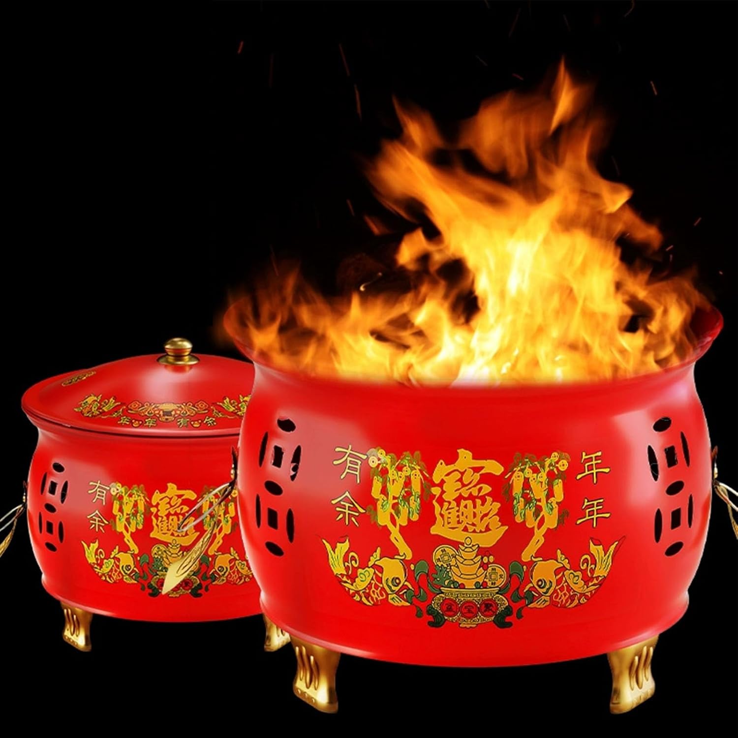 Enamel Burn Barrel Incinerator Can Garden Fire Pit Cage Yard Debris Furnace Burning Bin Bucket Garden Metal Incinerator Burn Barrels for Outside for Burning Trash Incinerator Burn Cage(35x34cm)