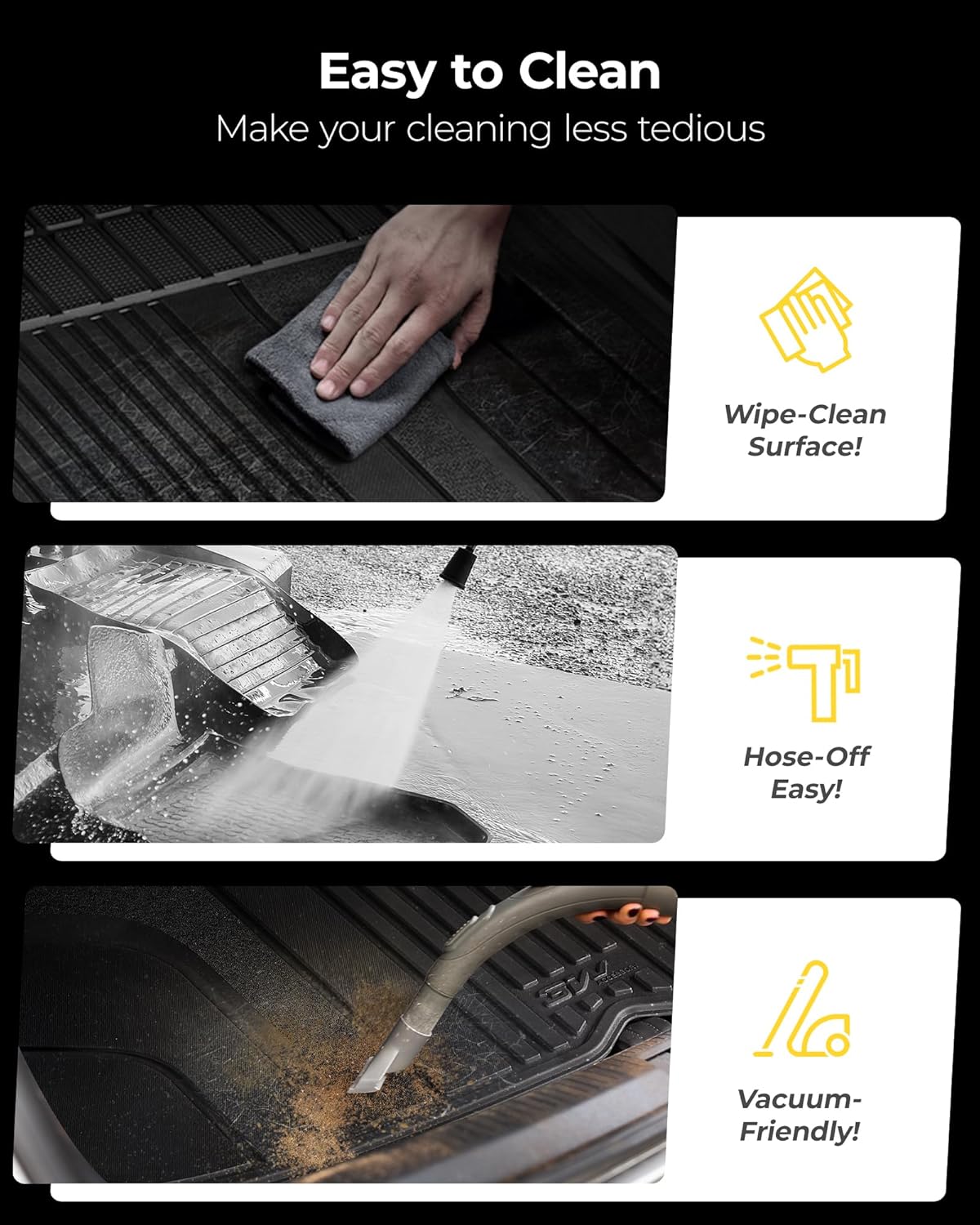 3W BMW iX Cargo Liner 2022 2023 2024 2025 2026 M60 xDrive All Weather TPE Car Accessories Odorless Anti-Slip Custom Fit Rear Trunk Mat, Black