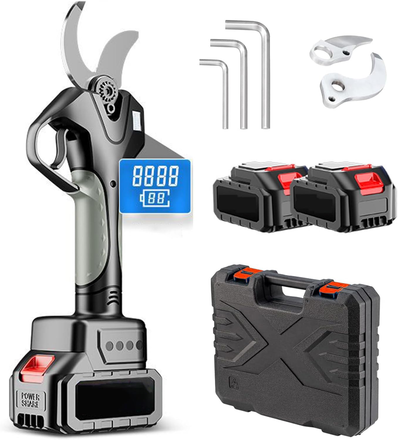 Brushless Electric Pruning Shears Cordless, Battery Powered Electric Hand Pruner Tree Trimmer with Replacement Blade Set, Electric Hedge Shears for Gardening Tree Pruning