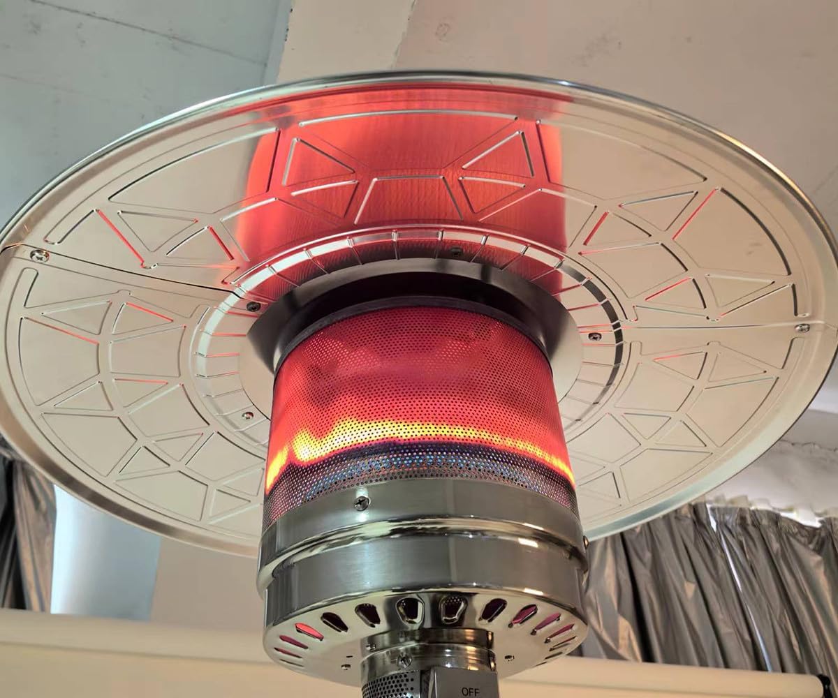 Outdoor Heaters for Patio Stainless Steel Propane Patio Heater with Wheels Triple Safety Shutoff Adjustable Heat - Alternative to Smokeless Fire Pits for Outside