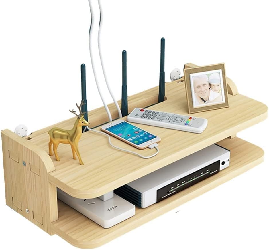 Wall Mounted Router Storage Box Top Hanging Boxes Multi-Function Display Stand for Home Office(40 * 19.5 * 6.8cm)