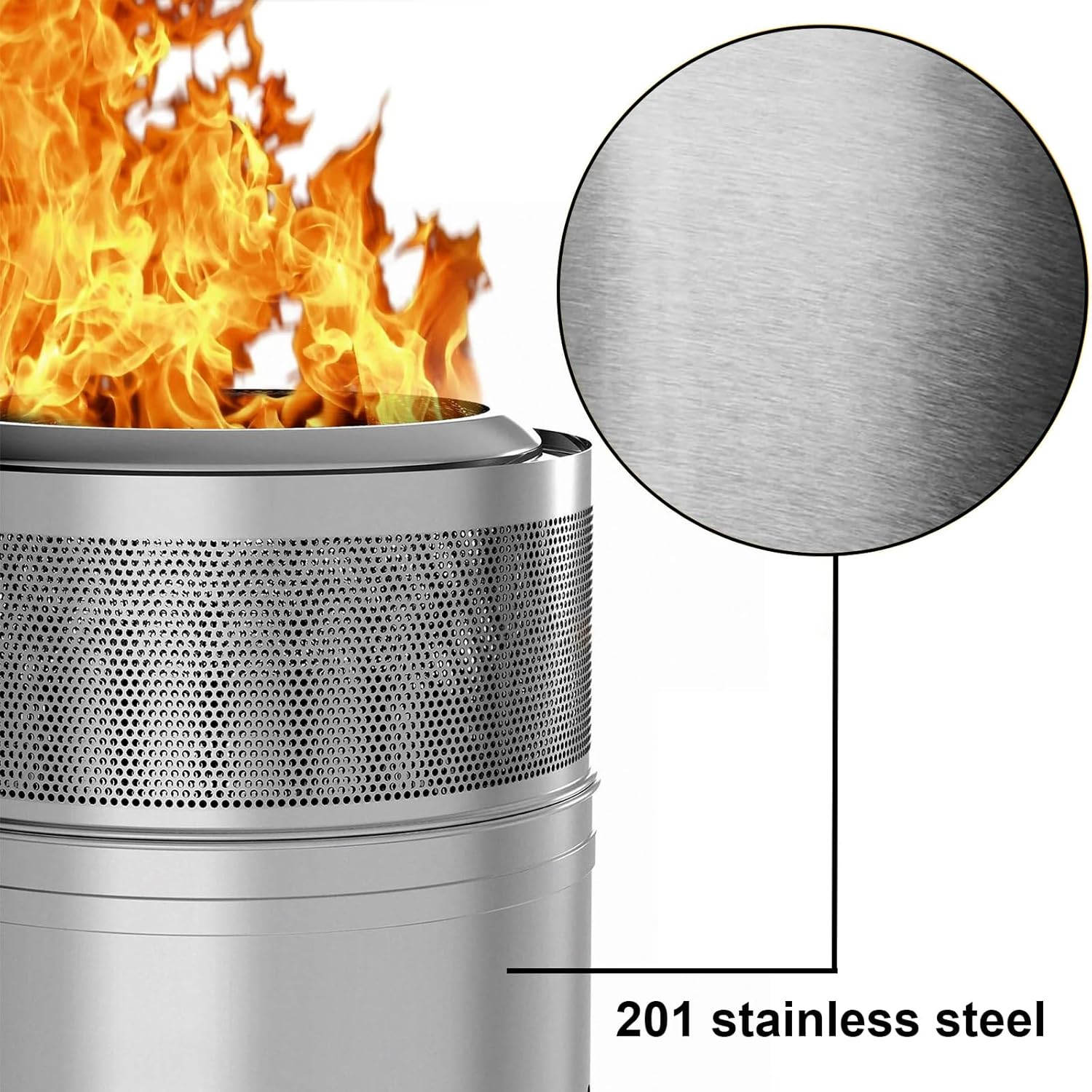 Outdoor Fire Pit with Carry Bag, Stainless Steel Table Top Firepit, Smokeless Firepit, Portable Solo Fire Pit, Hollow-Carved Design, for Camping Backyard Patio Garden Picnic Bonfire
