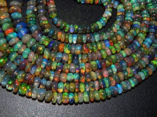 black ethiopian opal multi fair rondelle beads 100 persent natural gemstone - size 7.5x3.4 mm