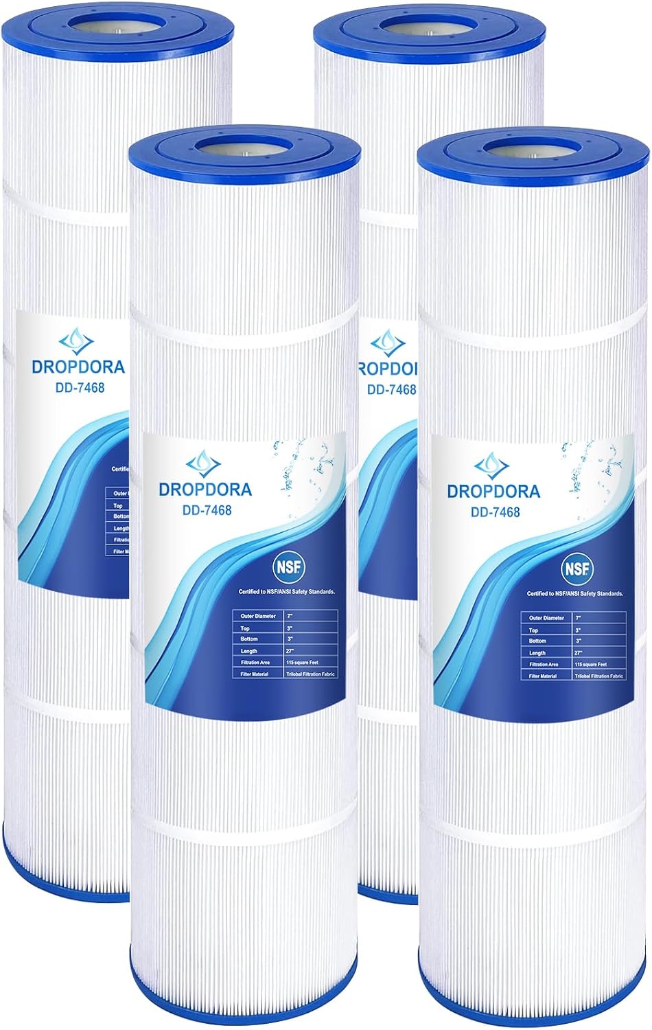 Upgraded Pool Filter Compatible with Jandy CL 460, CV460, Unicel C-7468, PJAN115, Ultral-A9, Filbur FC-0810, Excel Filters XLS-705, FC-6410, 460 Sq. Ft Pool Filter Cartridge, 4 Pack