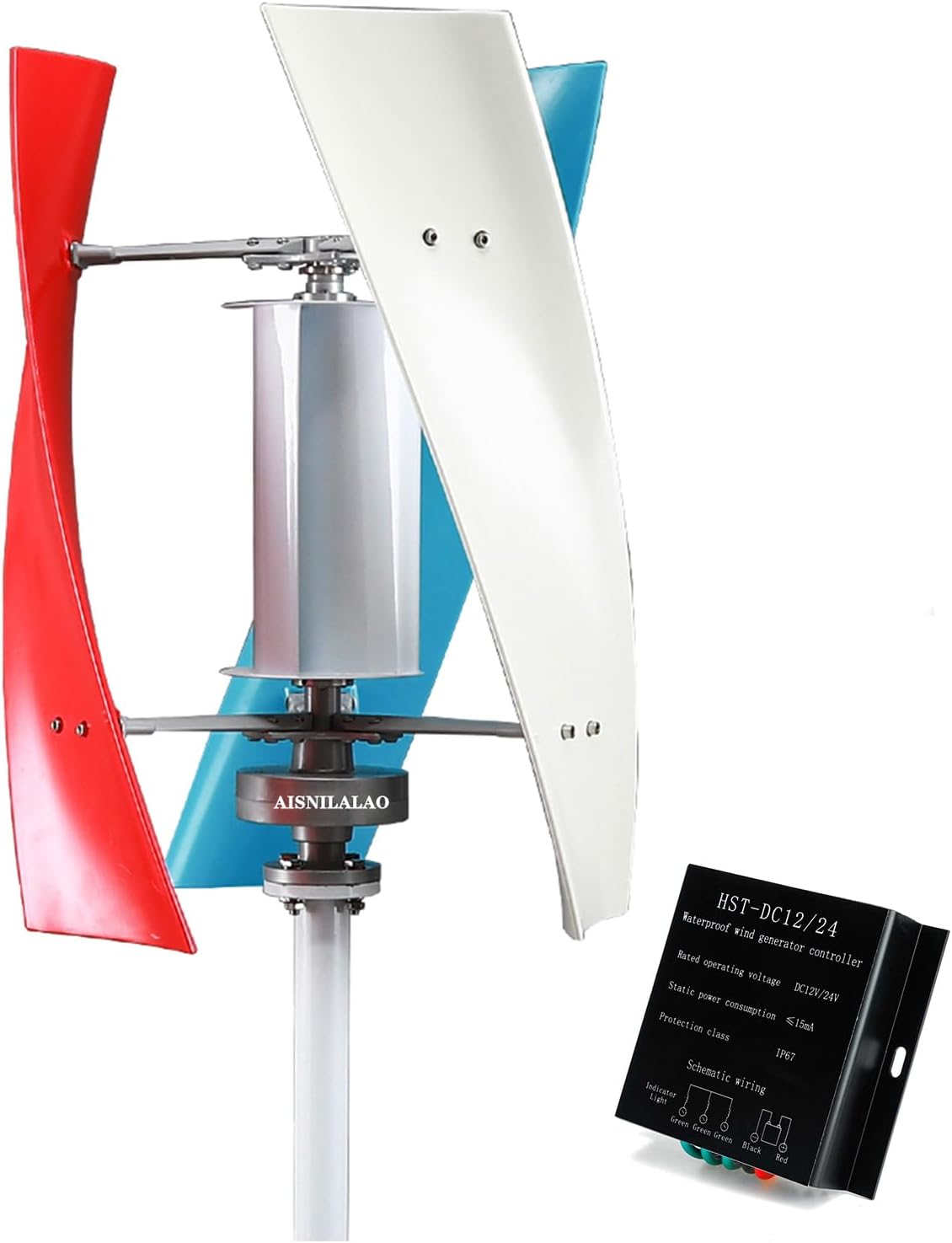 3000W Vertical Axis Windmill 12V 24V 48V Wind Turbine Permanent Maglev Generator Free Energy Wind Power Generator for Hybrid Solar Wind System(White)