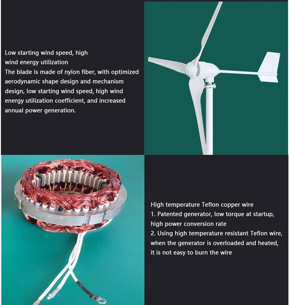 CAJUCA 5000W Wind Turbine Generator Kit Household Permanent Magnet Small Wind Power Generator with Controller Windmill for Wind Solar Hybrid System