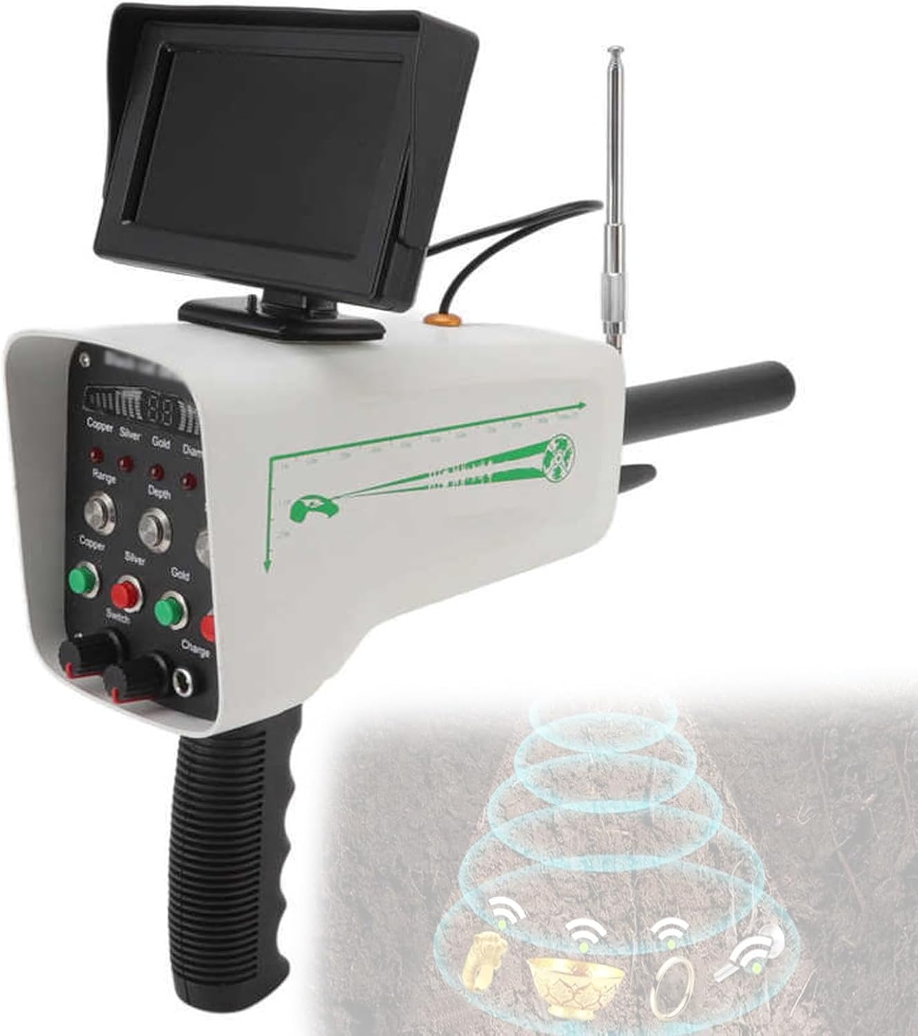 Metal Scanner Detector, 30M Depth and 1000M Range, Underground Metal Detection Finder with Display, High Accuracy, for Gold Silver Copper