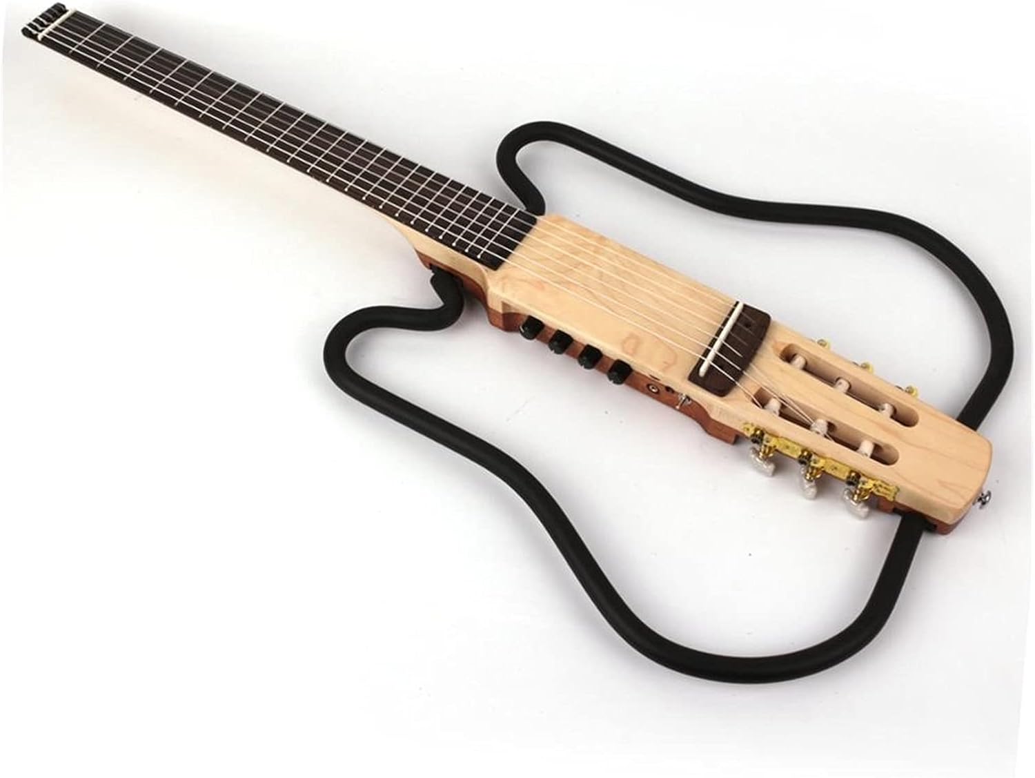 Unfinished Guitar Kit Nylon String Headless Classical Classic Mute Electric Guitar Built-in Effects Travel Portable Folding Foldable Handmade ​Guitar Body (Color : Natural)