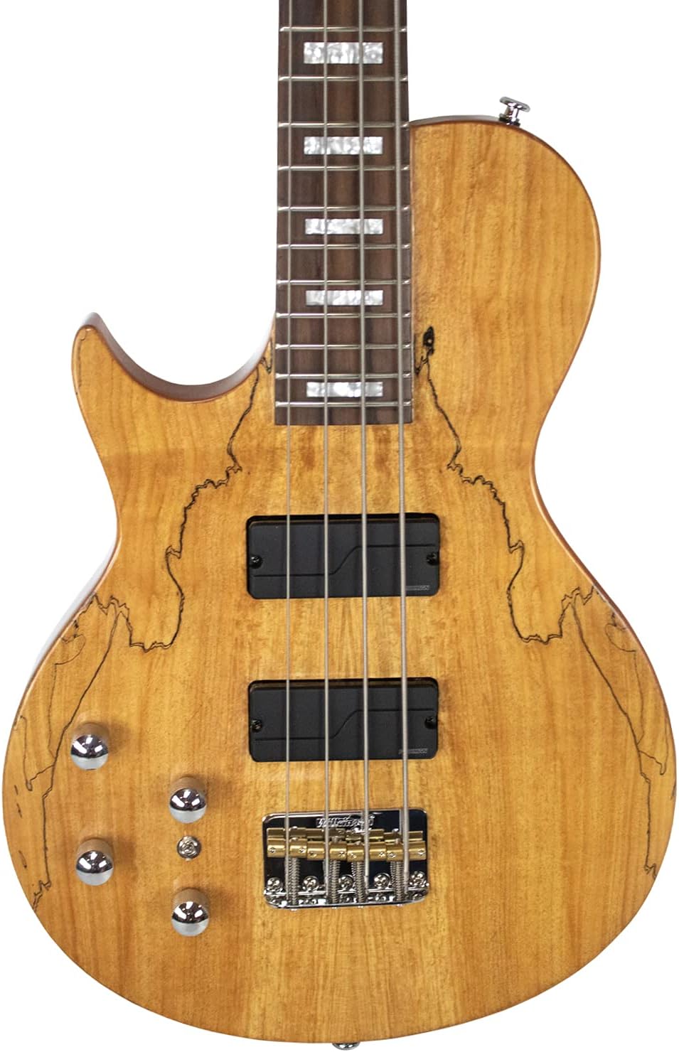 Sawtooth Americana Left-Handed Heritage Series Natural Spalted Maple 4-String 24 Fret Electric Bass Guitar w Fishman Fluence Pickups
