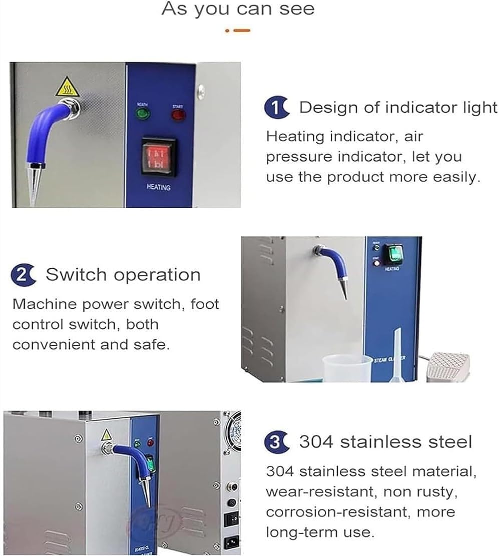 Stainless Steel Gold and Silver Jewelry Cleaning Machine, Cleaner Steam Cleaning Machine with Heater, Steam Pressure: 4KG, Outlet Temperature: 135°C, Goldsmith Equipment (Size : 2L)