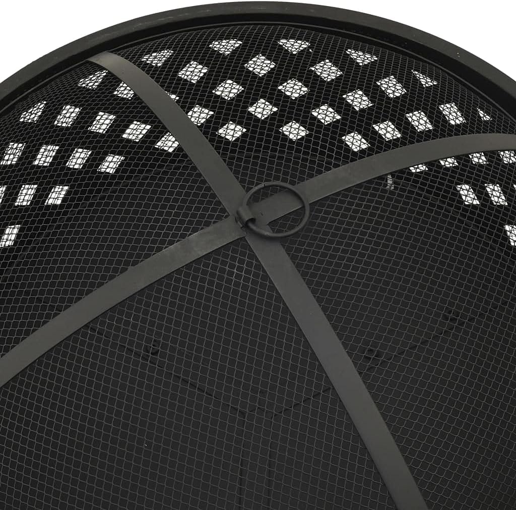 vidaXL Steel Fire Pit with Poker - Decorative XXL 26.8