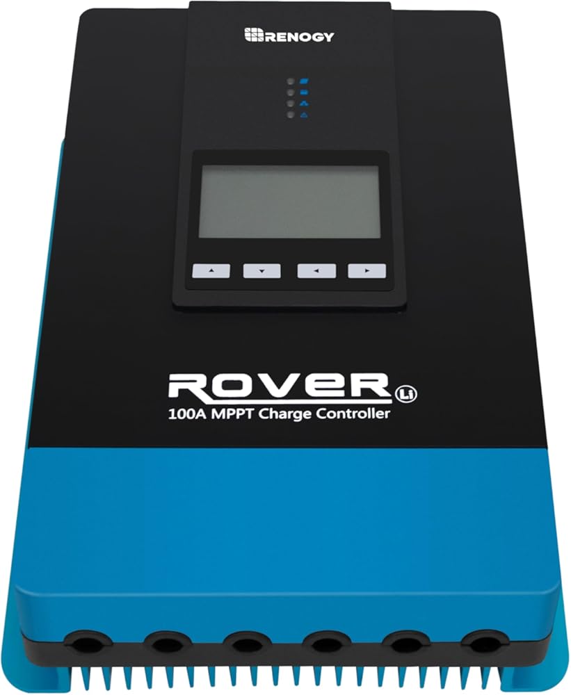 Rover 100A MPPT Solar Charge Controller - DC Input Solar Controller for RV/Marine, Auto-Detect 12V/24V/36V/48V, LCD Display Solar Regulator fit for Gel, Sealed, Flooded and Lithium Battery