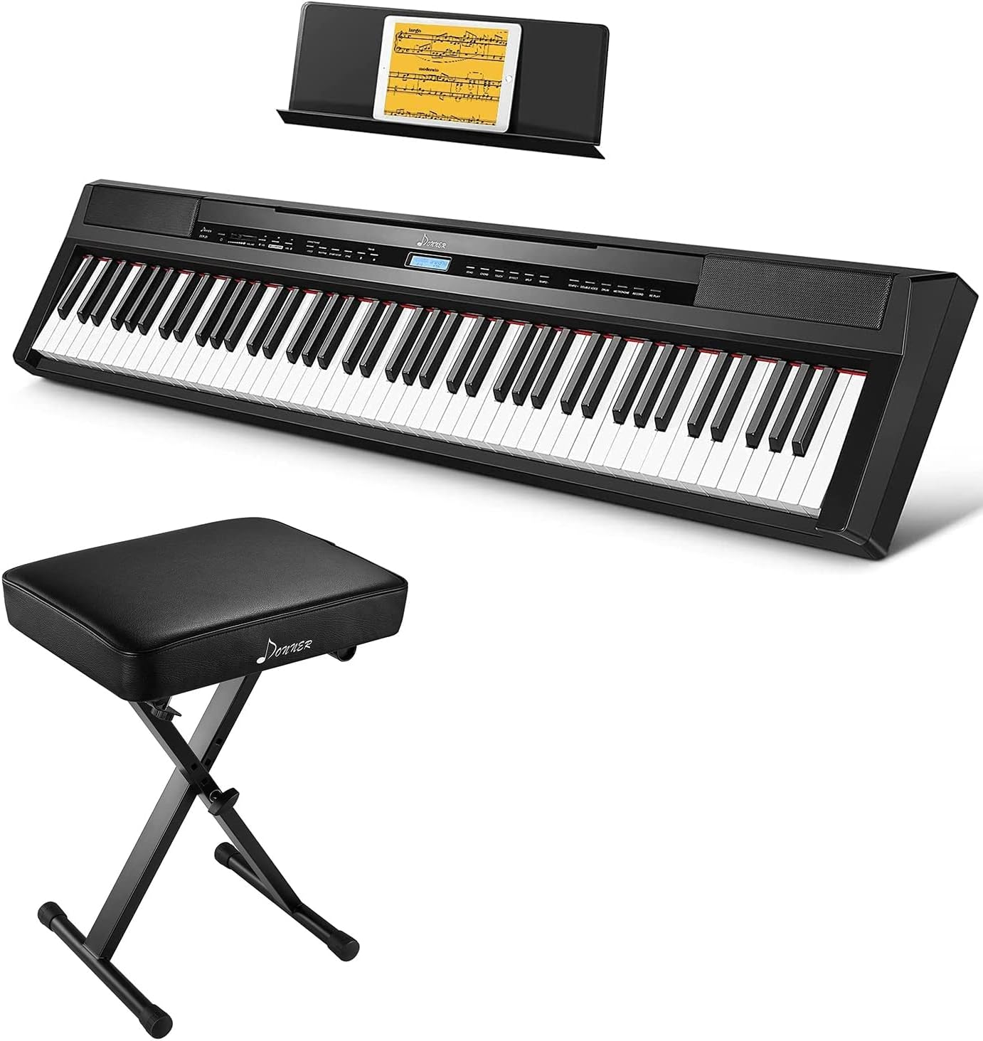 Donner DEP-20 Beginner Digital Piano + Adjustable Keyboard Bench 2.4 Inch Thickness