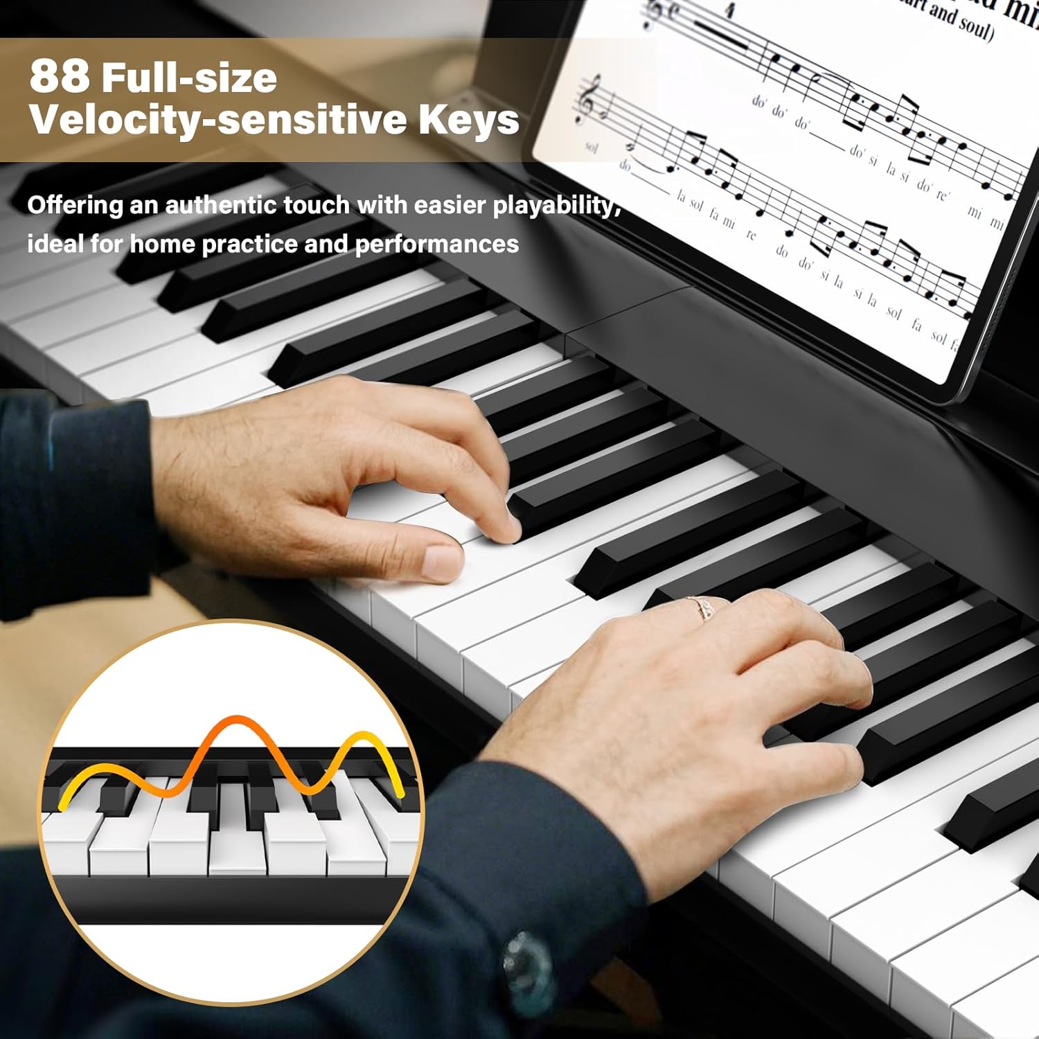 Portable Keyboard Piano 88 Key, Digital Piano with Magnetic Connection for Beginners, Travel Foldable Electric Piano Keyboard, Sensitive Keys, Sustain Pedal, Sheet Music Stand, Piano Bag