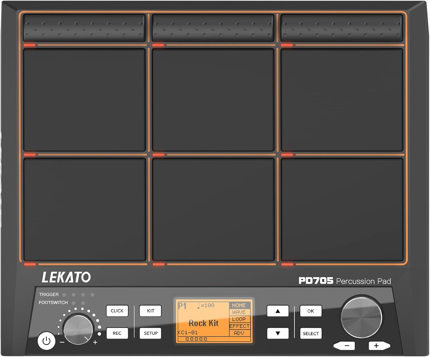 LEKATO Percussion Sample Pad, Electric Drum Pad with 9 Velocity-Sensitive Drum Pad, 592+ Sounds, Electronic Drum Set Pad Multipad with MIDI out, USB MIDI, AUX, Looper, Metronome, Trigger inputs